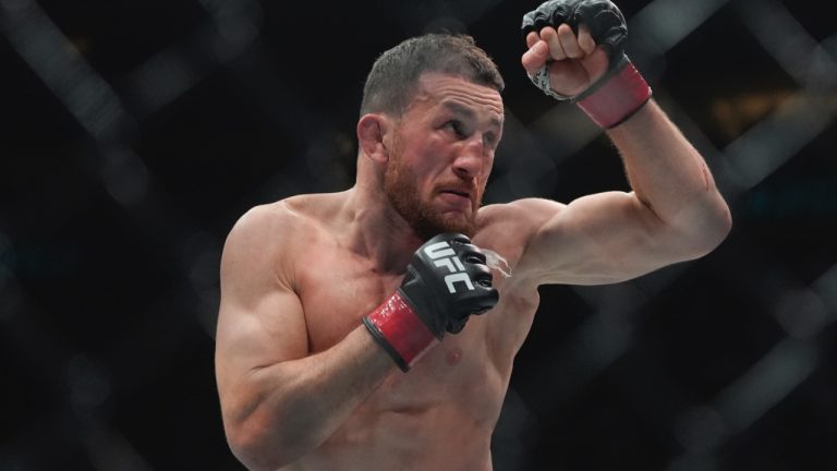 Merab Dvalishvili during the second round of a UFC bantamweight title bout. (Frank Franklin II/AP)